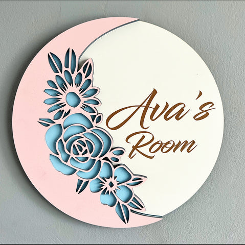 3D Floral Moon Wall Sign