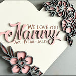 3D Floral We Love You Heart Wall Sign