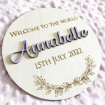 Personalised Circle New Baby Plaque