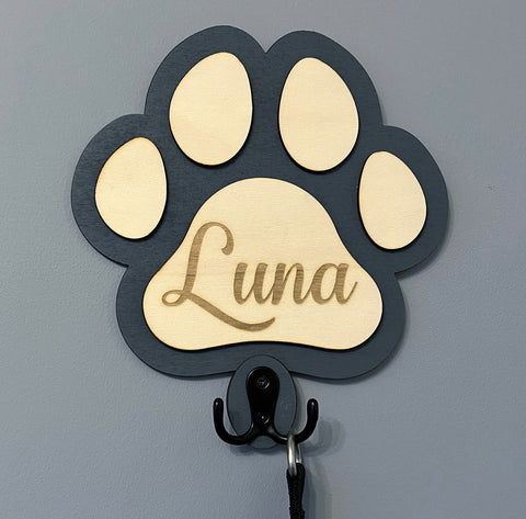 Personalised Dog Lead Plaque Paw