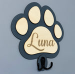 Personalised Dog Lead Plaque Paw